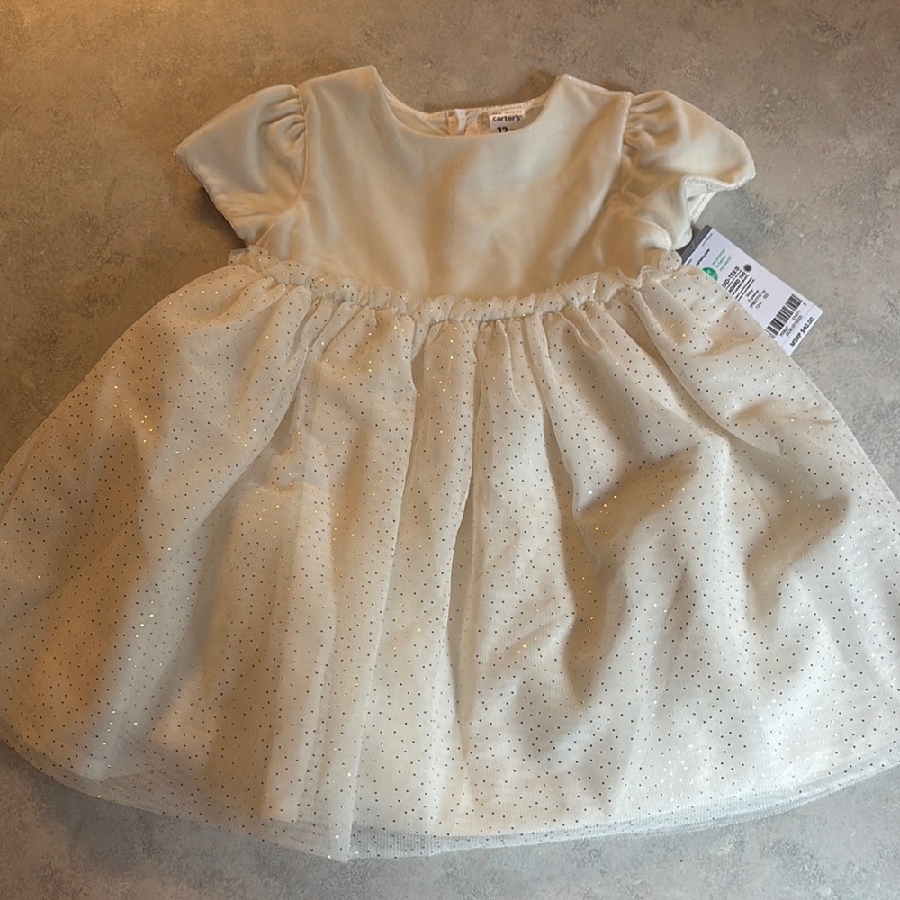 Carter's Cream Christmas christening Dress